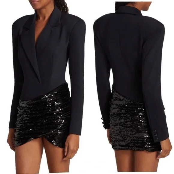 RONNY KOBO Maxwell Sequin Fitted Blazer Button-down Long Sleeve Mini Dress NWT - Picture 2 of 8